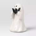 thumbnail image 4 of Clinaoy 1/2 piezas de estatua de fantasma de Halloween, figura de resina espeluznante de fantasma, calabaza rosa, murciélago, linda decoración de mesa para el hogar de Halloween para interior y, 4 of 7