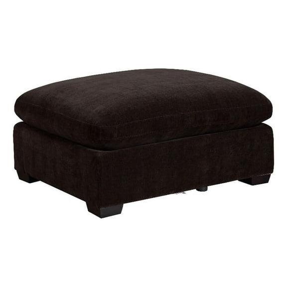 Pemberly Row Modern Fabric Upholstered Ottoman in Dark Chocolate