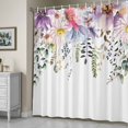 thumbnail image 5 of Spring Wildflowers Shower Curtain, Summer Pink Purple Floral Green Leaves Waterproof Shower Curtain Set with 12 Hooks Lightweight Bath Curtains Fabric Bathroom Decor 72x72 Inches, 5 of 9