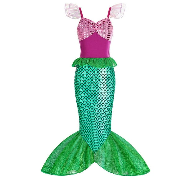 Vestido de princesa Ariel de La Sirenita para niñas, vestido de cola de pez con volantes de lujo para fiesta de cumpleaños, vestido elegante de Halloween, Cosplay zhangyuxiang unisex