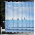 thumbnail image 4 of Ambesonne Nautical Shower Curtain, Sailing Boat on Ocean, 69"Wx84"L, Pale Blue, 4 of 5