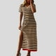 thumbnail image 1 of WILLBEST Vestidos Floreados para Mujer, Vestido de Verano Informal de Moda para Mujer, Vestido Largo de Manga Corta, Vestido Estilo Camiseta A Rayas, Vestido Largo con Bloques de Color Grande, 1 of 3