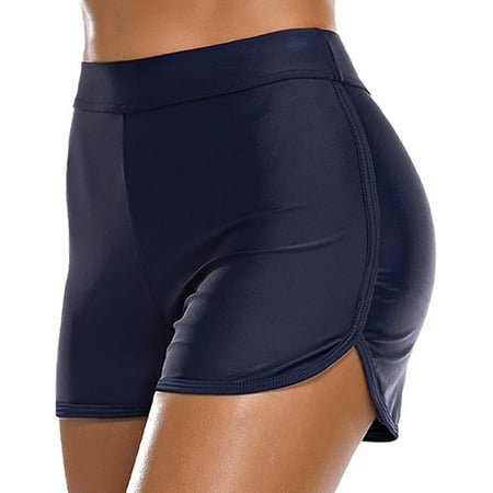 Women s Swimsuits Ladies Running High Waist Bottoms Swim Briefs Ruched Both Sides Wrinkled Drawstring Shorts Two Piece Swimsuit for Women Dark Blue S