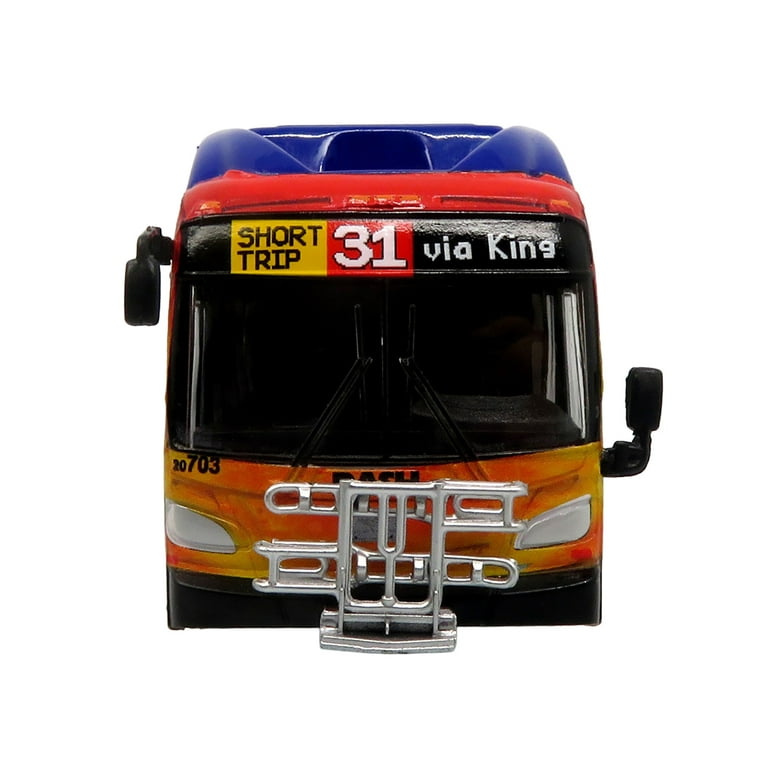 New Flyer Xcelsior XN40 Transit Bus Blue with Rainbow Graphics