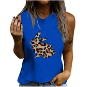 Usupdd Womens Tops Graphic Tank Tops for Women Leopard Print Sexy Going Out Tops Sleeveless Bunny Graphic Tshirts Loose Comfy Summer Tops Cute Summer Tops for Women Female Casual Tshirts