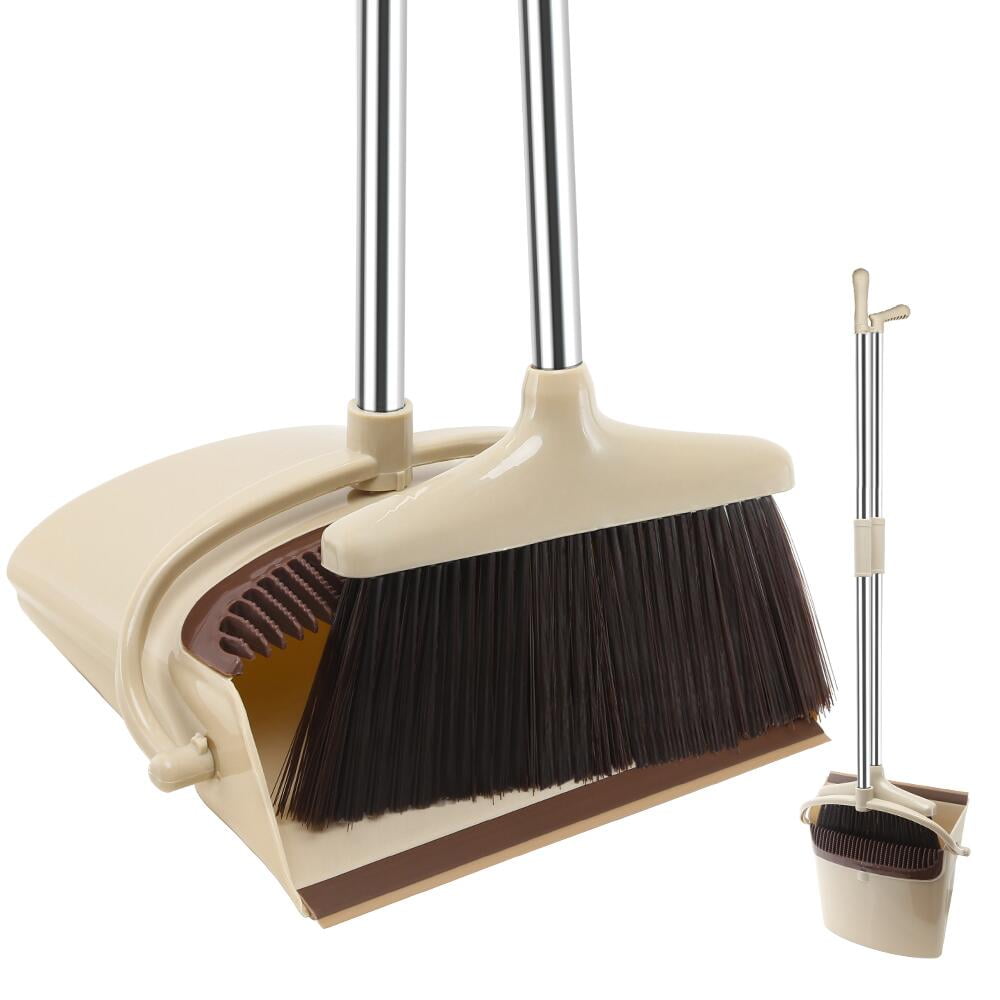 FGY Broom and Dustpan Set with Removable Handle for Indoor and Pet