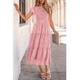thumbnail image 4 of Vestido midi PRETTYGARDEN para mujer, floral, verano 2025, rosa, 4 of 9
