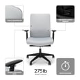 thumbnail image 3 of HON Basyx Biometryx Commercial-Grade Fabric Upholstered Task Chair, Grey, 3 of 15