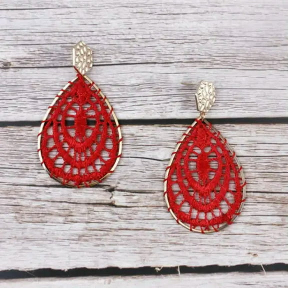 Boho Style Spider Teardrop Tatting Lace Dangle Earrings for Women Lace Jewelry