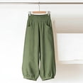 thumbnail image 3 of GUACER Lounge Trousers for Women Elastic Waisted Cotton Linen Wide Leg Pants with Pockets Casual Barrel Pants, 3 of 8