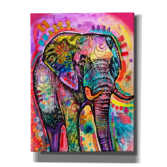 Epic Graffiti 'Elephant in Charge' by Dean Russo, Canvas Wall Art, 12"x16"