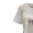 thumbnail image 5 of Pompotops Mode Femmes O-Cou Impression Décontractée Dentelle à Manches Courtes T-shirt Tops, 5 of 5