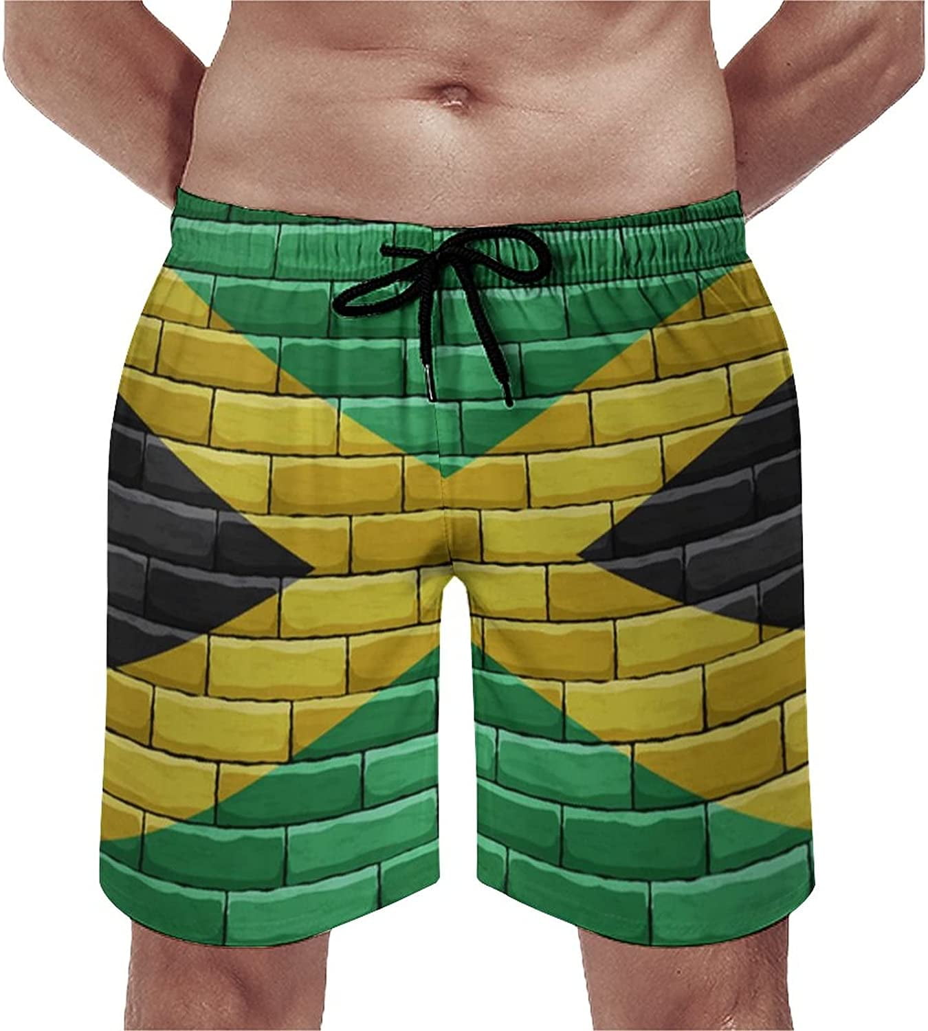 Men's JamaicaJamaicanFlagWall Swim Trunks Quick Dry Bathing Suit
