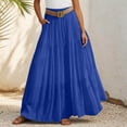 thumbnail image 3 of Maxi Linen Skirts for Women Summer Elastic High Waisted A Line Ruffle Boho Flowy Belted Long Skirt Beach Vacation Clothes, 3 of 6