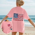 thumbnail image 2 of Wyobmus Women Graphic PrinT-Shirt Oversized American Flag Tee Shirt Short Sleeve Loose Fit Summer Beach Tops B-Pink, 2 of 5