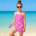 thumbnail image 2 of XZNPDUCQ Girls Swimsuit Set Comfortable Soft Breathable And Stylish With Bow Print Swimming Suit For Girls 9-10 Years Hot Pink, 2 of 7