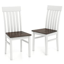 Gymax Dining Chairs Set of 2 w/Slatted High Backrests Concave Seats Rubber Wood Legs
