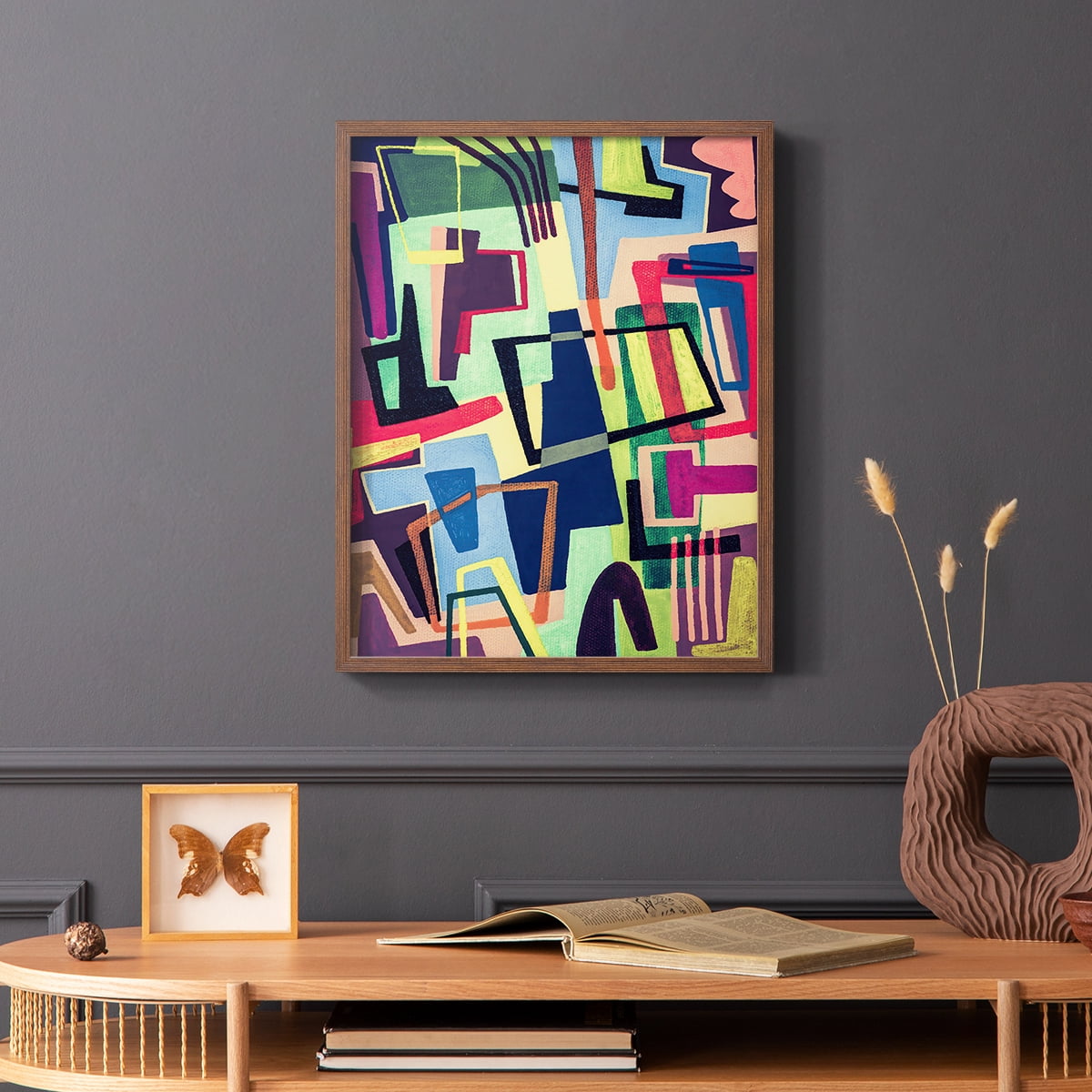 Connected Colors II Framed Print in Brown Solid Wood Framed Print No Nail Hanging