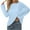 Sky Blue, variant on MIXUE Boho Tops For Women Summer Mesh Solid Color Round Neck Long Sleeve Loose Fit Casual Pullover Shirts For Women T Shirts Sportswear,Blue,S