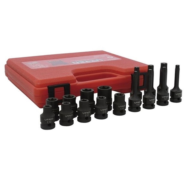 Juego de 16 dado de impacto Torx® y hembra 1/2 Urrea 74ET17
