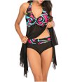 thumbnail image 5 of RKSTN Ladies Fashion Multicolor Gradient Color Print Sling Gauze Perspective Women's Split Swimsuit, 5 of 5