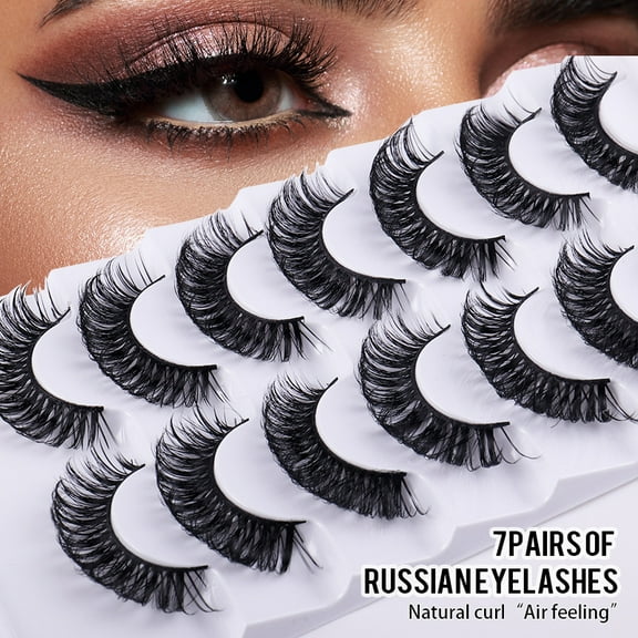 7 Pairs Curly False Eyelashes - Natural Thick & Realistic Style, Voluminous Look for Daily Makeup & Casual Outings