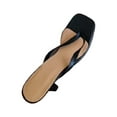 thumbnail image 3 of LIANGP Women's Sandals High Heeled Solid Color Flip Flop Sandals For Outerwear With A Word Square Toe Sandals Women's Shoes Black Size 7, 3 of 3