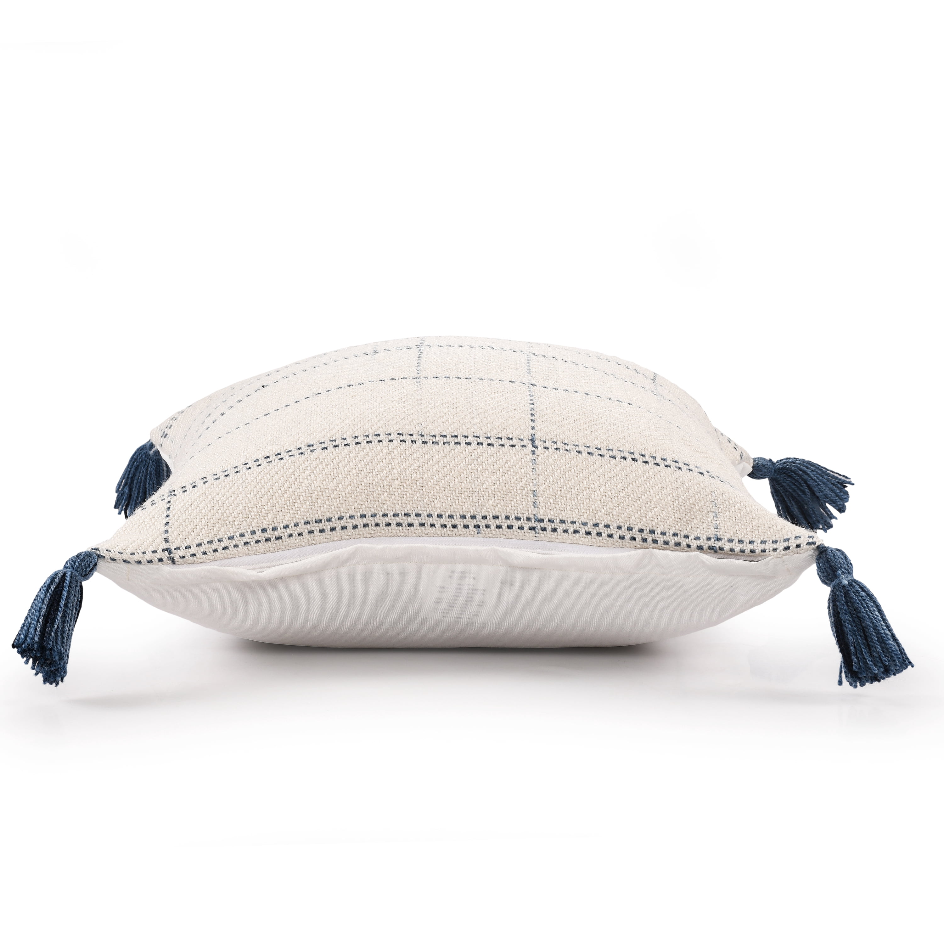 Harlow Hill Eva 20" x 20" Ivory/Blue Geometric Performance Adult Decorative Throw Pillow Cover