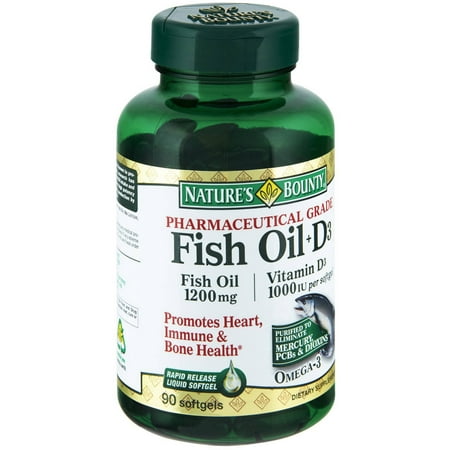 Nature's Bounty Omega 3 huile de poisson Plus Vitamine D, 90 CT (Pack de 3)