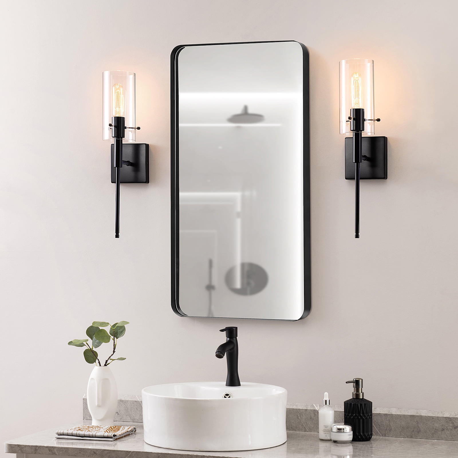 Kyrid Black Iron Armed Wall Sconce Set of 2, Modern Wall Sconce Light for Hallway, Stairway, Living Room, Bedroom