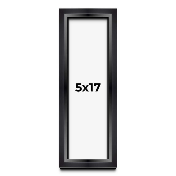 5x17 In Shadow Box Frame Black | 1.25 inches Deep Real Wood Contemporary Shadowbox Display Frame |