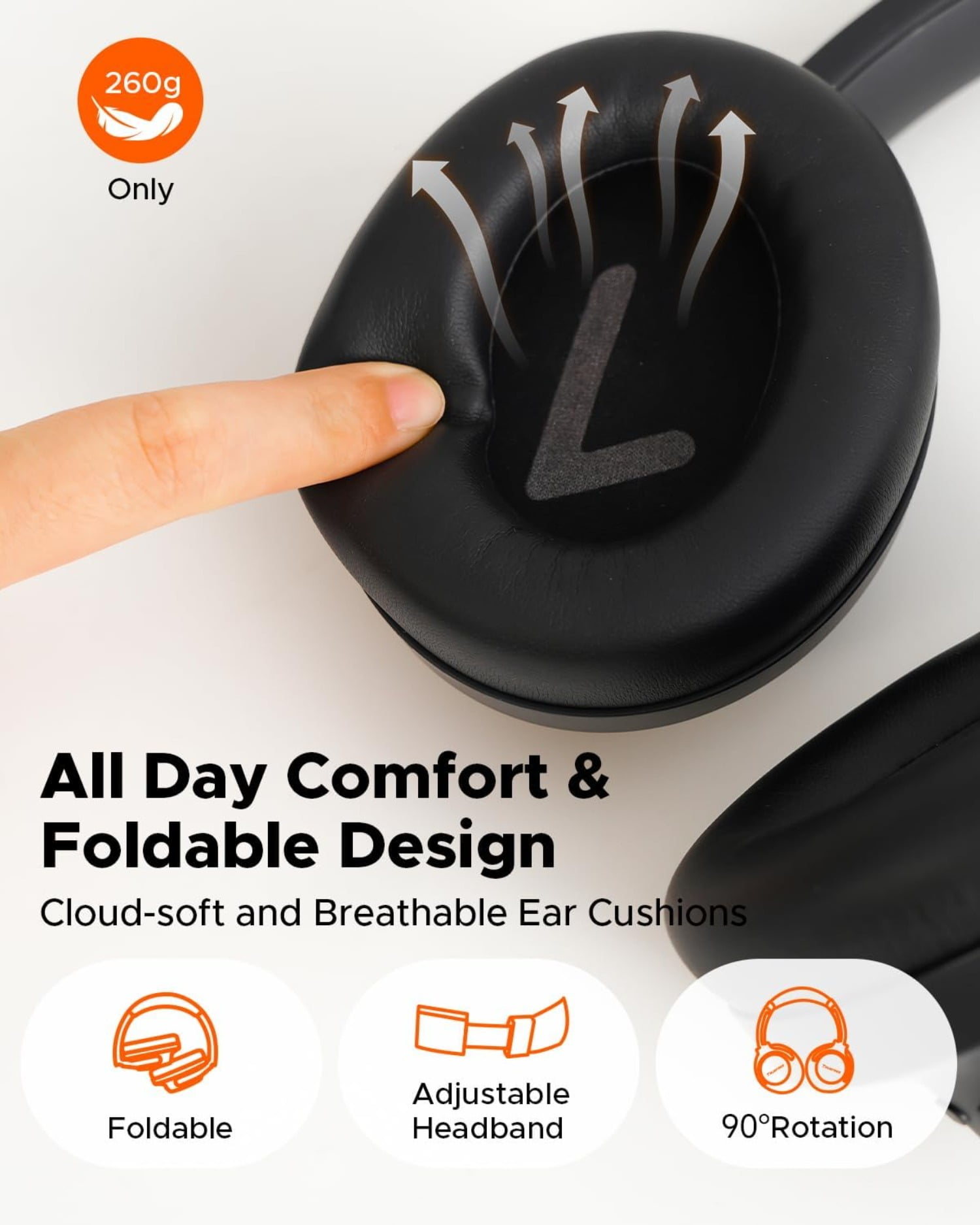 Hybrid Active Noise Cancelling Headphones, Wireless Over Ear Bluetooth 6.0 ANC Headset, 125 Hours Playtime, Spatial Audio, Deep Bass