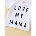 thumbnail image 6 of Bagilaanoe Newborn Baby Boy Short Pants Outfits Short Sleeve I LOVE MY MAMA Letter Print Crew Neck T-Shirt Tops + Tie-Up Shorts 3 6 12 18 24 Months Set, 6 of 9