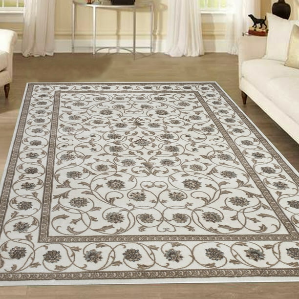 Admire Home Living Plaza Traditional Oriental Floral Scroll Pattern