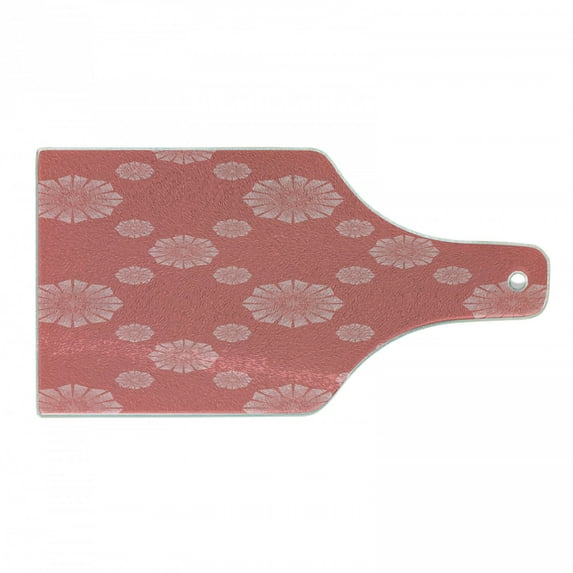 Abstract Cutting Board, Polygon Flower Geometric Rhythmic Motifs in Monochrome Tones Illustration, Decorative Tempered Glass Cutting and Serving Board, in 3 Sizes, by Ambesonne