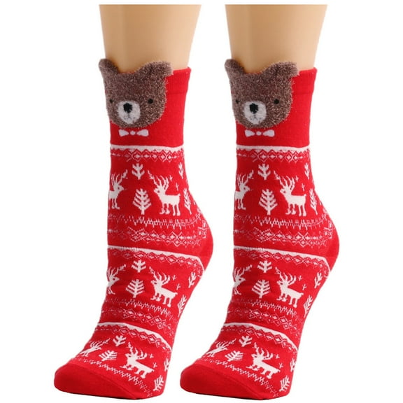 JeashCHAT Women Cute Christmas Vintage Printing Thicker Socks Long Sock Comfortable Socks