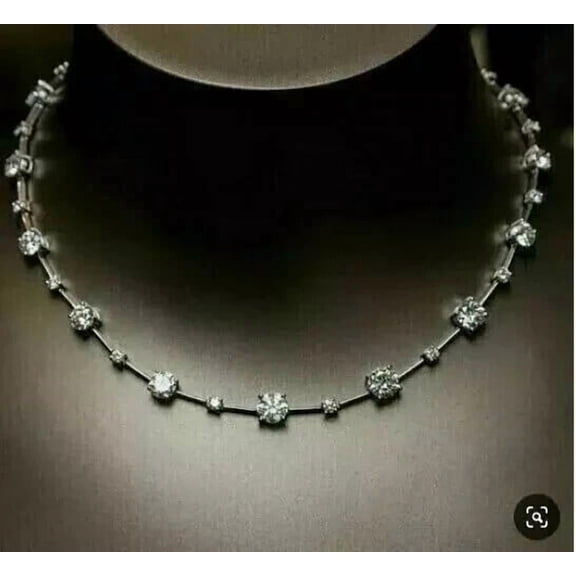 4 Ct Round Cut Lab Created Diamond Women's Tennis Necklace 14K White Gold Plated