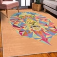 thumbnail image 3 of Zoo Decorative Rug, Colorful Animals Geometric Diamond Face Lions Mane Safari Wildlife Theme Image, Quality Carpet for Bedroom Dorm and Living Room, 6 Sizes, Salmon, by Ambesonne, 3 of 4