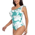thumbnail image 4 of Balery Vintage Floral One Shoulder Swimsuits for Women Ruffle Swimsuits Tummy Control One Shoulder Bathing Suits-X-Large, 4 of 8