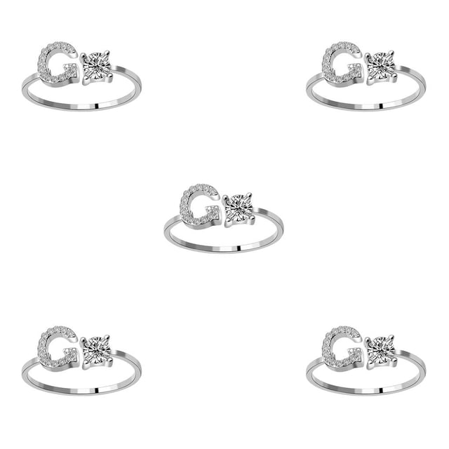 Qarigey Anillo abierto con letra mayúscula, anillos de compromiso elegantes y seguros para mujer, para interiores y exteriores, viajes, Type2 NO2