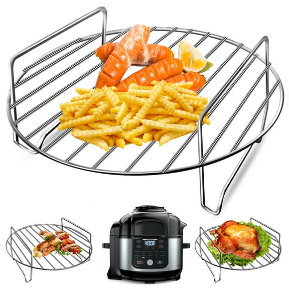Air Fryer Basket for Ninja Foodi FD302 FD401 OS101 OS301 FD305CO OS401, Replacement 9.2''*9.2'' Stainless Steel Air Fryer Accessories Roasting Steamer Grill Racks, Dishwasher safe