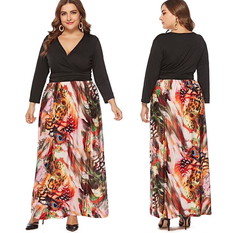 plus size peacock maxi dress