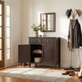 thumbnail image 2 of Simpli Home Connaught 40 inch Wide Solid Wood Traditional Entryway Storage Cabinet in Dark Chestnut Brown, 2 of 8