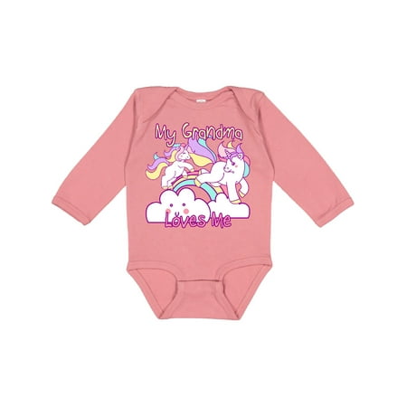 

Inktastic My Grandma Loves Me Unicorn Gift Baby Girl Long Sleeve Bodysuit