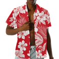 thumbnail image 3 of Garronmavis Matching Outfits for Couples Vacation Red Hibiscus Mens Short Sleeve Shirt Size S Polyester and Women's Tank Dress with Pocket Hawaiian Vacation Sundress, 3 of 7