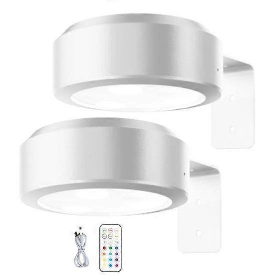 Väggmonterad Trådlös Tavellampa med Fjärrkontroll Dimbar Batteridriven Justerbar 13-Färgs RGB Målningslampa-Perfekt white