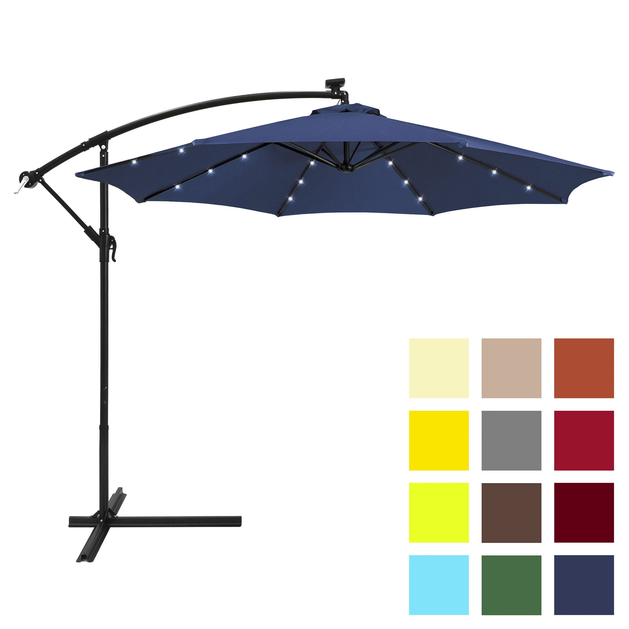 Best Choice Products 10ft Solar Led Offset Patio Umbrella W Easy Tilt Adjustment Navy Blue Walmart Com Walmart Com