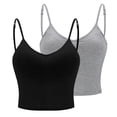 thumbnail image 2 of Timegard Tank Top for Women 2pc V Neck Adjustable Spaghetti Strap Cropped Slim Comfy Camis with Bras, 2 of 8