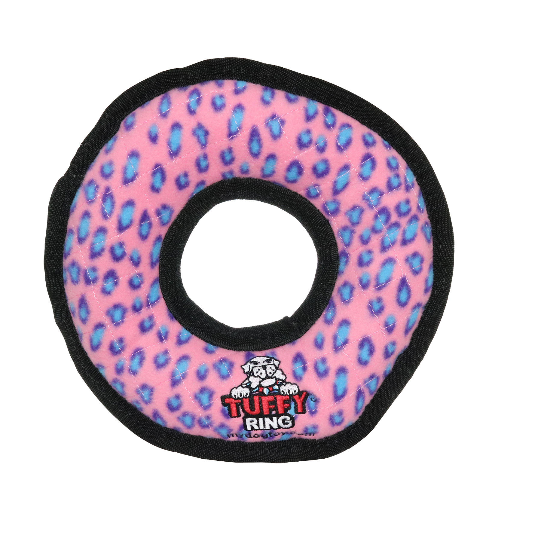 TUFFY® Ultimate Ring Pink Leopard, 2-Pack, Durable Plush Squeaky Dog Toys