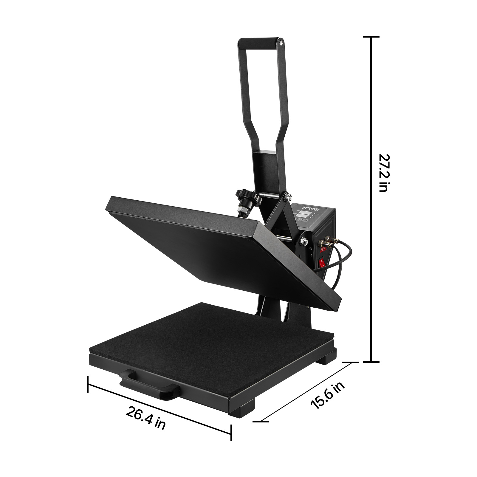 VEVOR Heat Press,15 x 15 inch Heat Press Machine for T-shirts, Fast and Even Heating, Easy to Use, High Pressure for Digital Industrial-Quality Sublimation Printer for Transfer Vinyl, T-shirt, Black